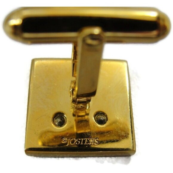 Josten's Cufflinks Gold Tone 10K Gold Ford Insert Wedding Tux Vintage - Picture 9 of 14